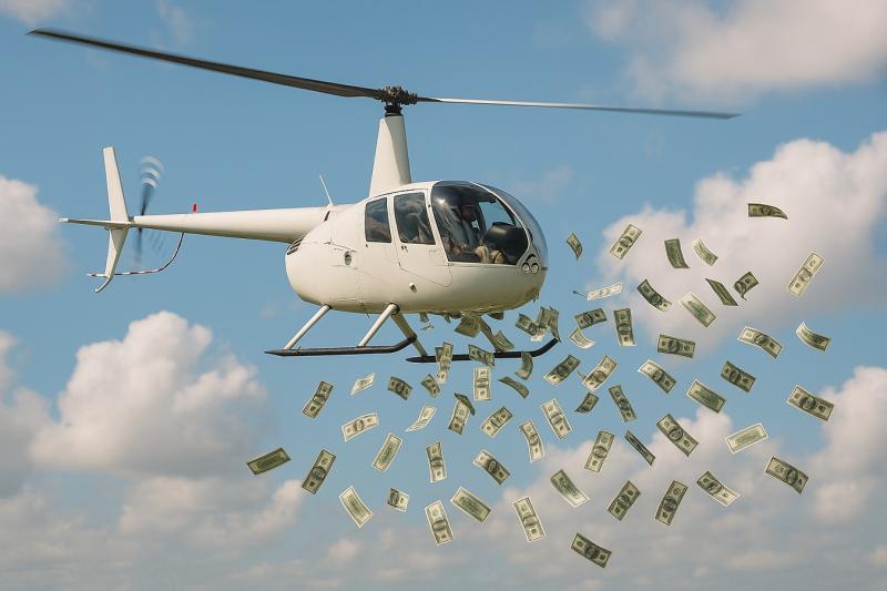 Pénzeső zúdult egy helikopterből, mivel az elhunyt ezt a különleges búcsút kérte.